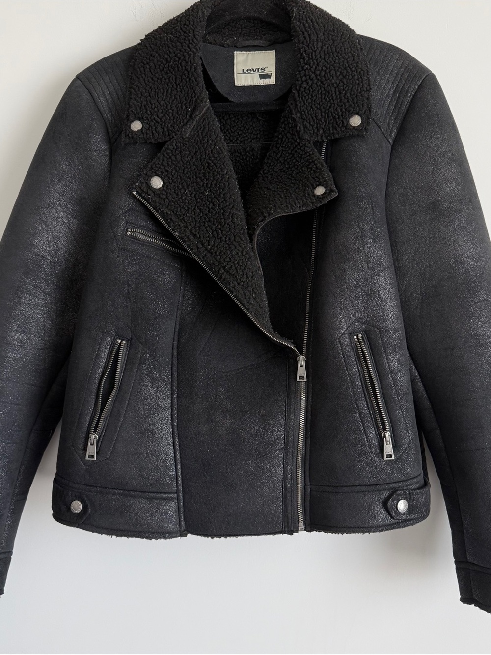 Levi's Black Sherpa-Lined Moto Jacket